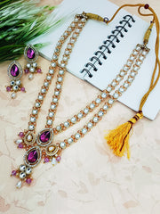 Handcrafted Pink Pearl Silver Necklace Set
